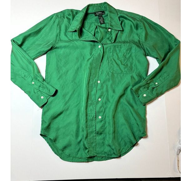 Lauren Ralph Lauren Tops - Lauren Ralph Lauren 100% Silk Green Blouse Size 6
